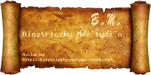 Bisztriczky Mátyás névjegykártya