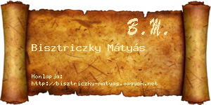 Bisztriczky Mátyás névjegykártya